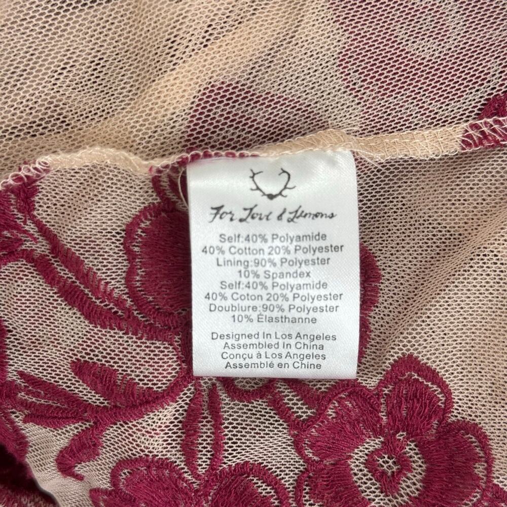 For Love & Lemons Temecula Maxi Dress Raspberry Wine Floral Lace Size Large - Picture 10 of 16